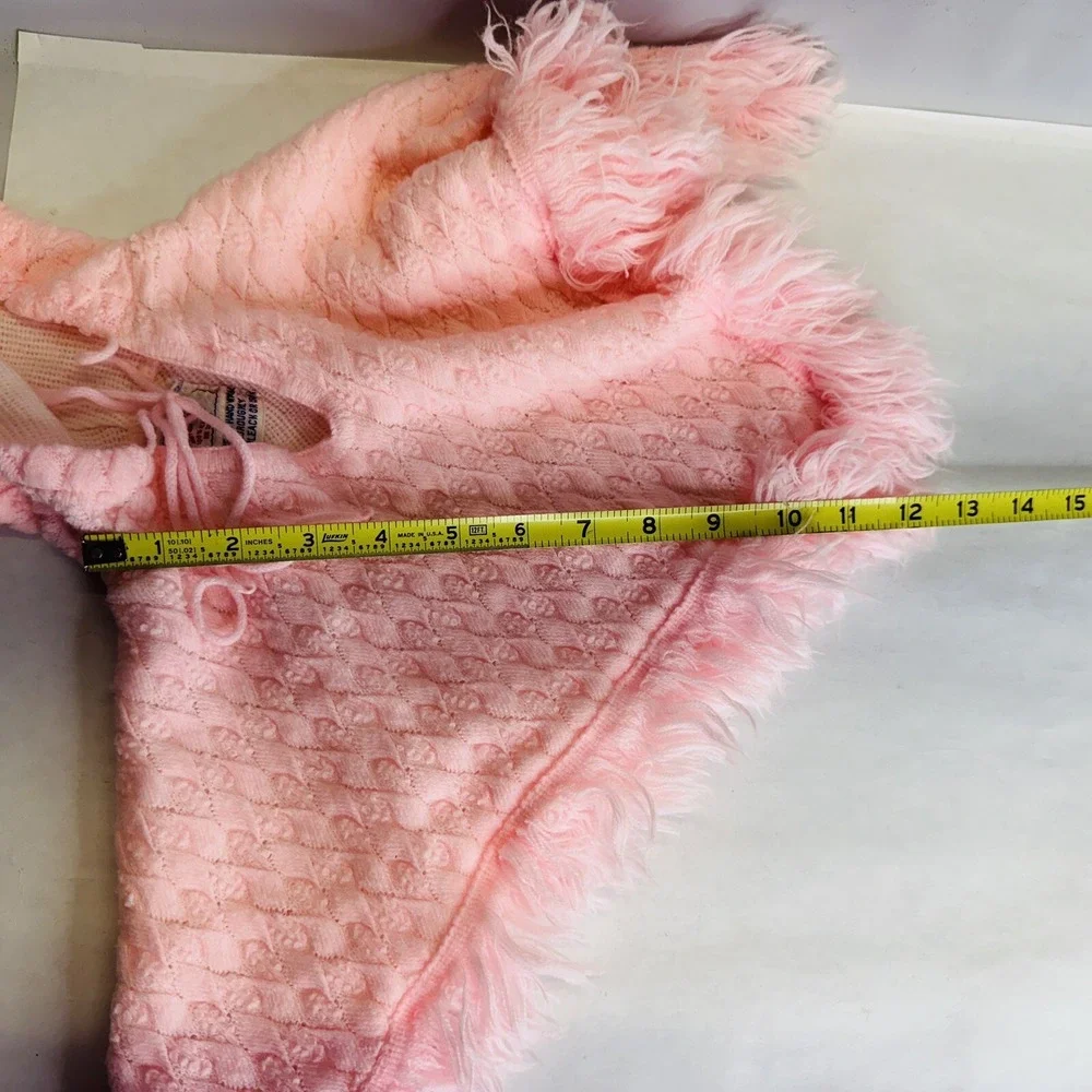 Blue Bird Toddler Pink Sweater Fringed Poncho Cape‎ Vintage 70s